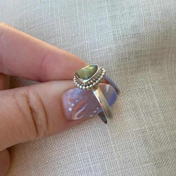 Sterling Silver Natural Raw Opal Ring - Picture 5 of 10